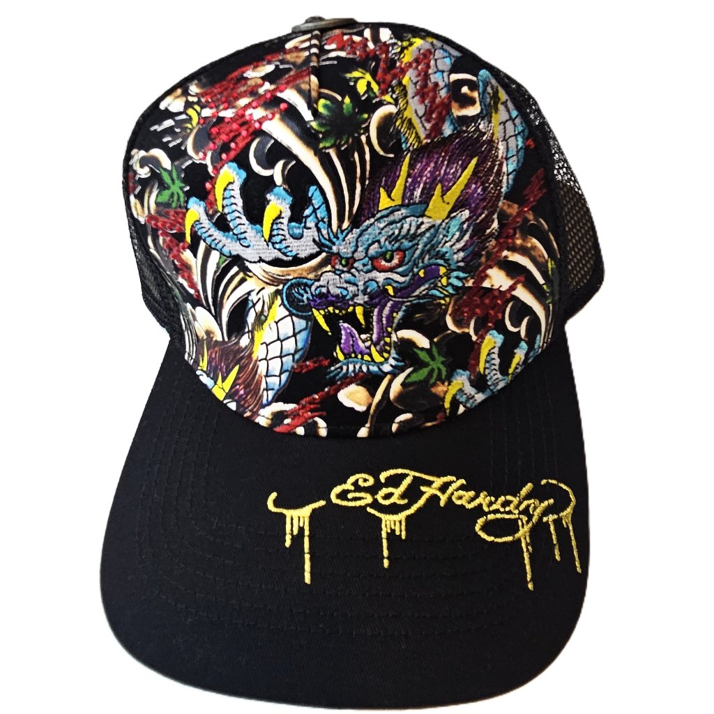Ed Hardy Graphic Baseball Cap  Dragon Artwork  Brand New With Tags